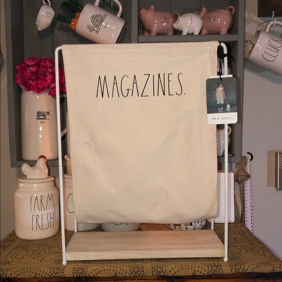 Rae Dunn Other - Rae Dunn MAGAZINES Cream Canvas Magazine Rack (Canvas/Wood/Metal) No Bundle!